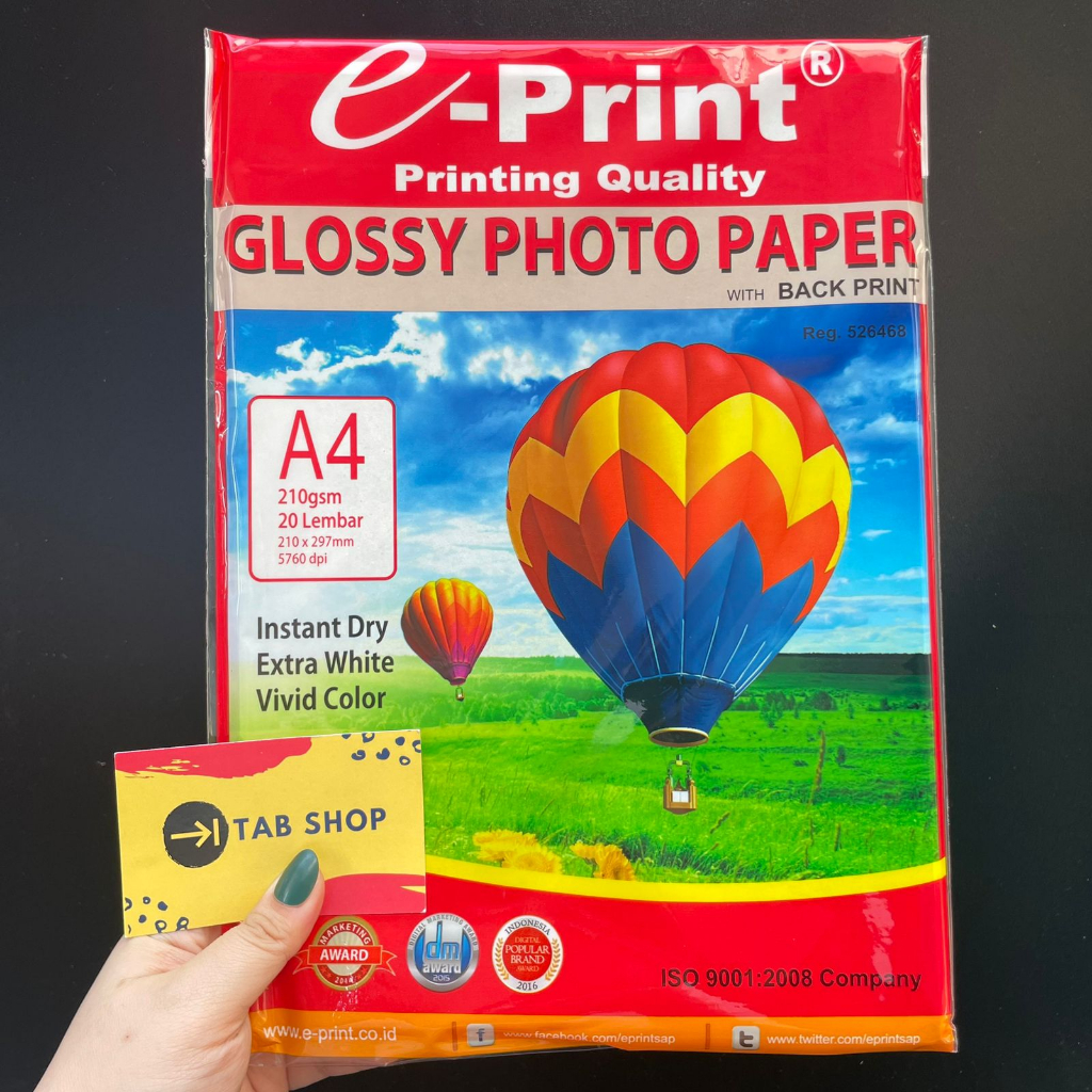 Jual TAB SHOP EPRINT GLOSSY PHOTO PAPER WITH BACK PRINT 210 GSM 20