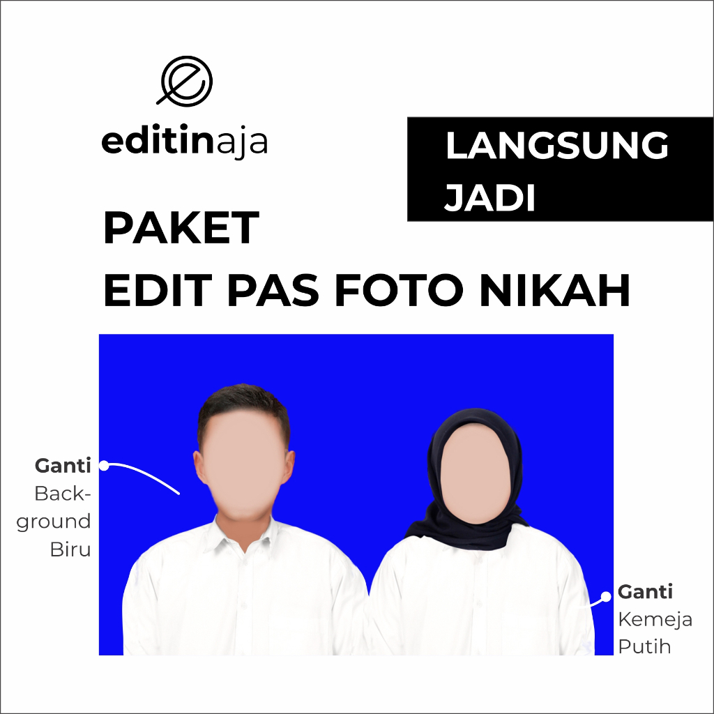 Jual Paket Pas Foto Nikah / Foto Buku Nikah / Background Biru / Kemeja