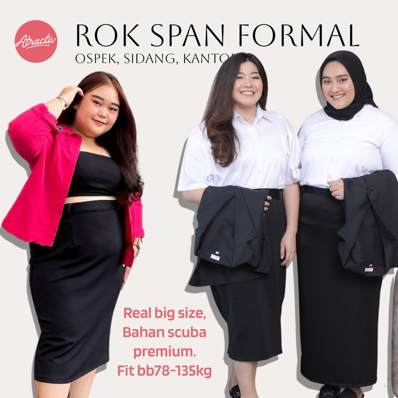 Jual ATRACTIV Rok Span Hitam Jumbo Rok Span Hitam Panjang Jumbo Rok