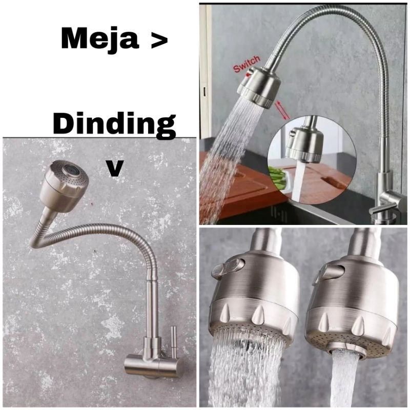 Jual Kran Sink Stainless Flexibel Untuk Tembok Tanam Meja Shopee Indonesia