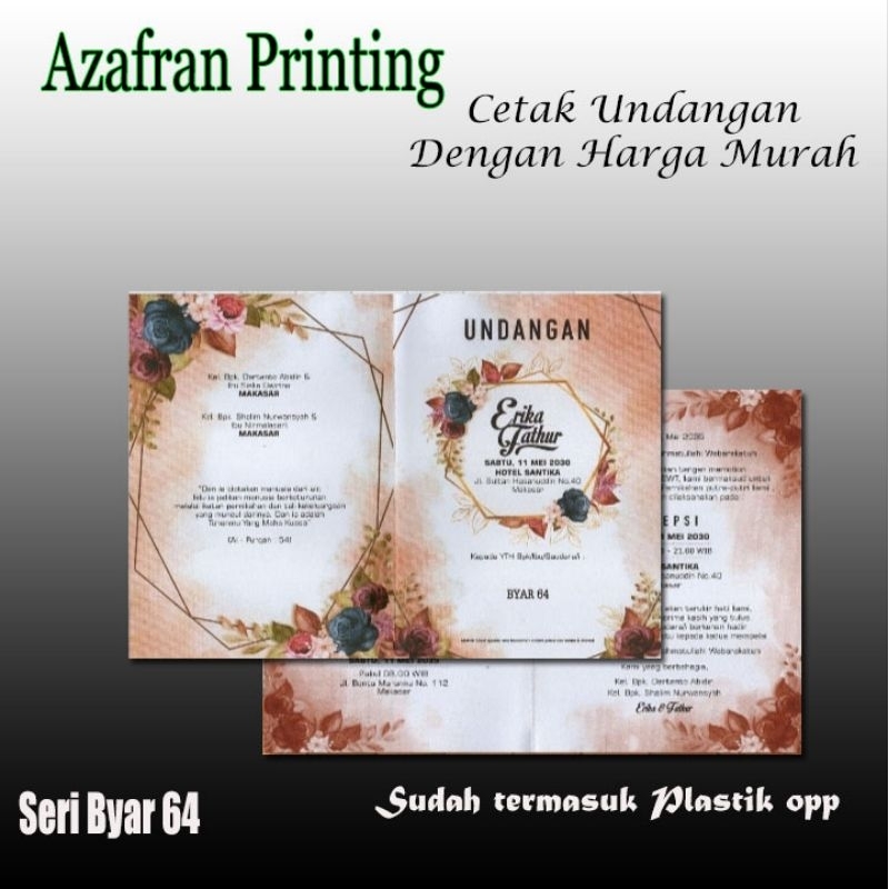 Jual Undangan Pernikahan Seri Byar 64, Sudah Termasuk Cetak Isi ...