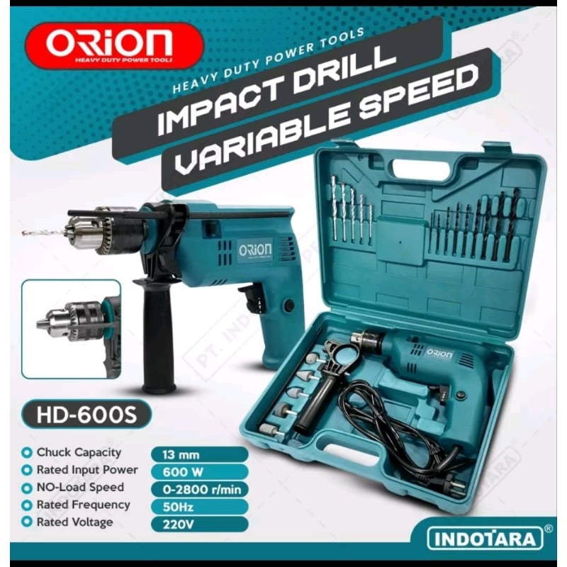 Jual Mesin Bor Impact + BOX + mata Bor set tipe ORION HD600S | Shopee ...
