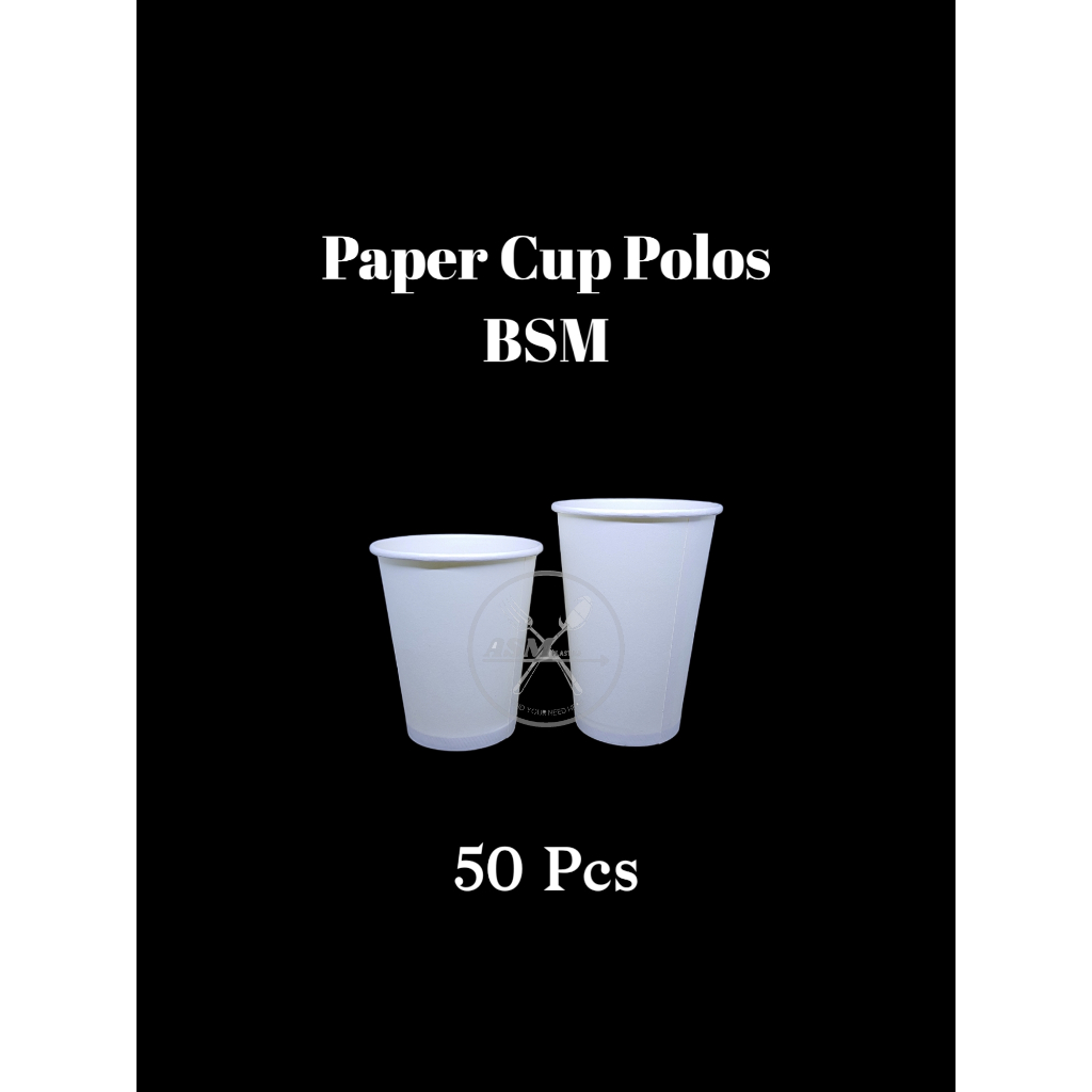 Jual Paper Cup 12 Oz & 16 Oz Polos BSM 1 Pack isi 50 Pcs / Paper Cup ...