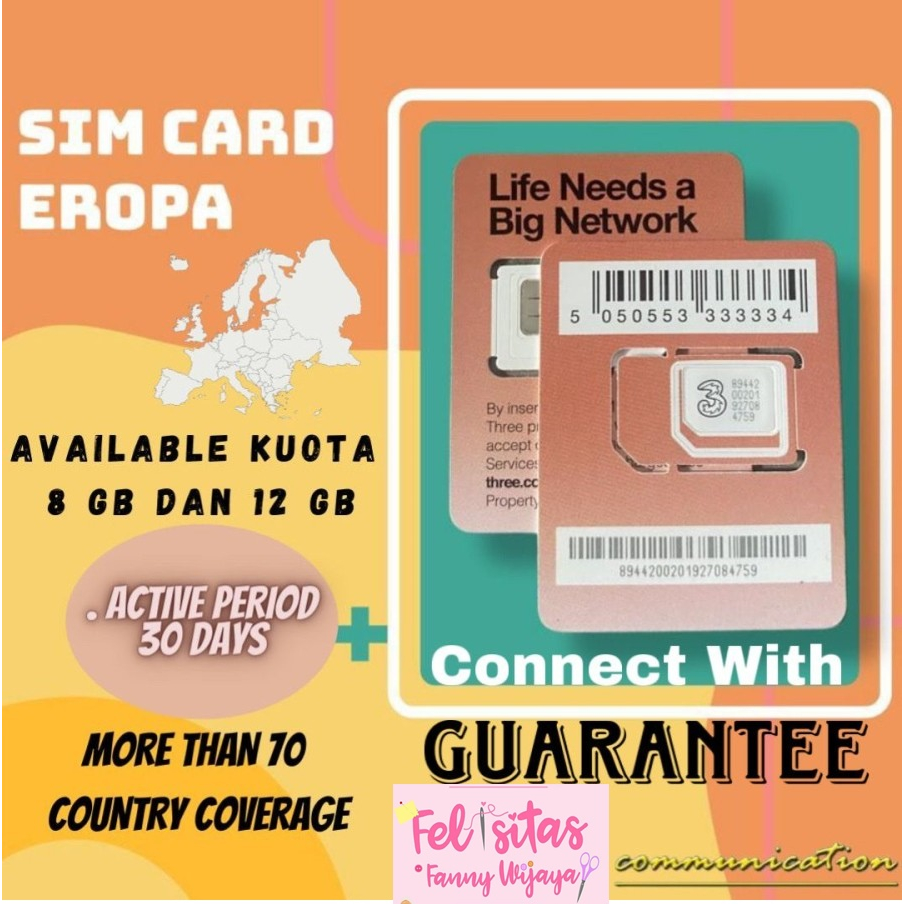 Jual Sim Card 3 UK + USA+ Asean udah 5g /8gb kuota/12 gb kuota / 10 gb kuota /30 gb Shopee