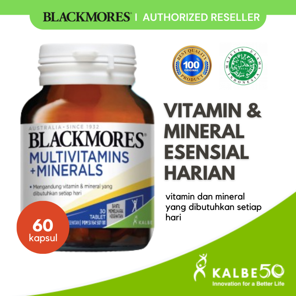 Jual Blackmores Multivitamins + Minerals Isi 60/ Stamina dan Daya Tahan