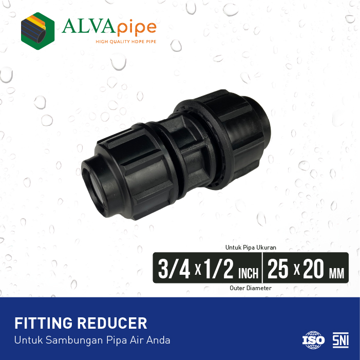 Jual Fitting Pipa HDPE ALVApipe Reducer 3/4