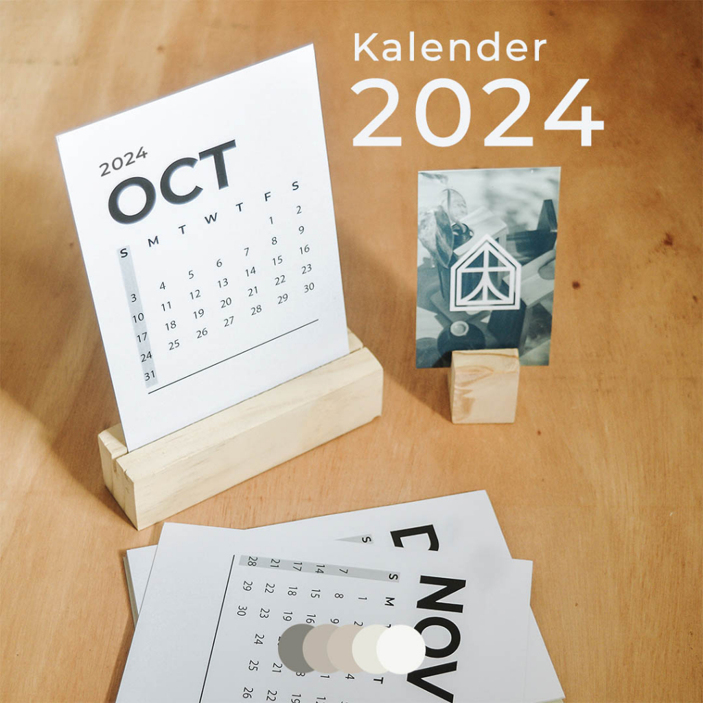 Jual Kalender Meja Minimalis 2024 Aesthetic + Dudukan Kayu | Desk ...