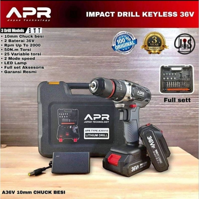 Jual Bor Baterai Cordless V Mm Fullset Impact Drill Chuck Besi Boe