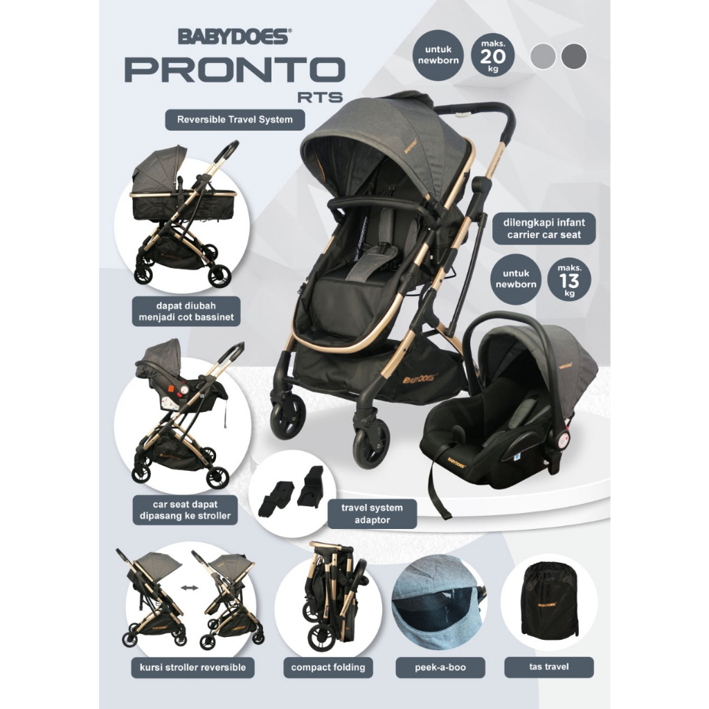 Baby Does Stroller Pronto RTS 2223 Reversible Travel System RTS Car Seat Baby Does Kereta Dorong Bayi stroller baby