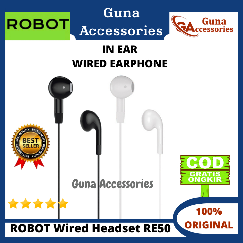 Jual ROBOT RE50 Headset In Ear Wired Earphone | Shopee Indonesia