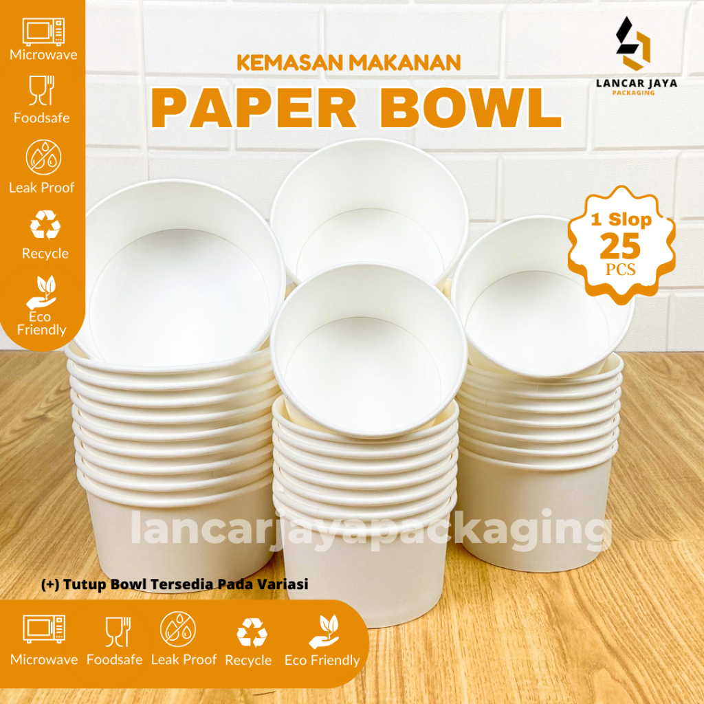 Jual Paper Rice Bowl Mangkok Kertas Nasi Kemasan Makanan Ml Oz Tutup Lid Shopee