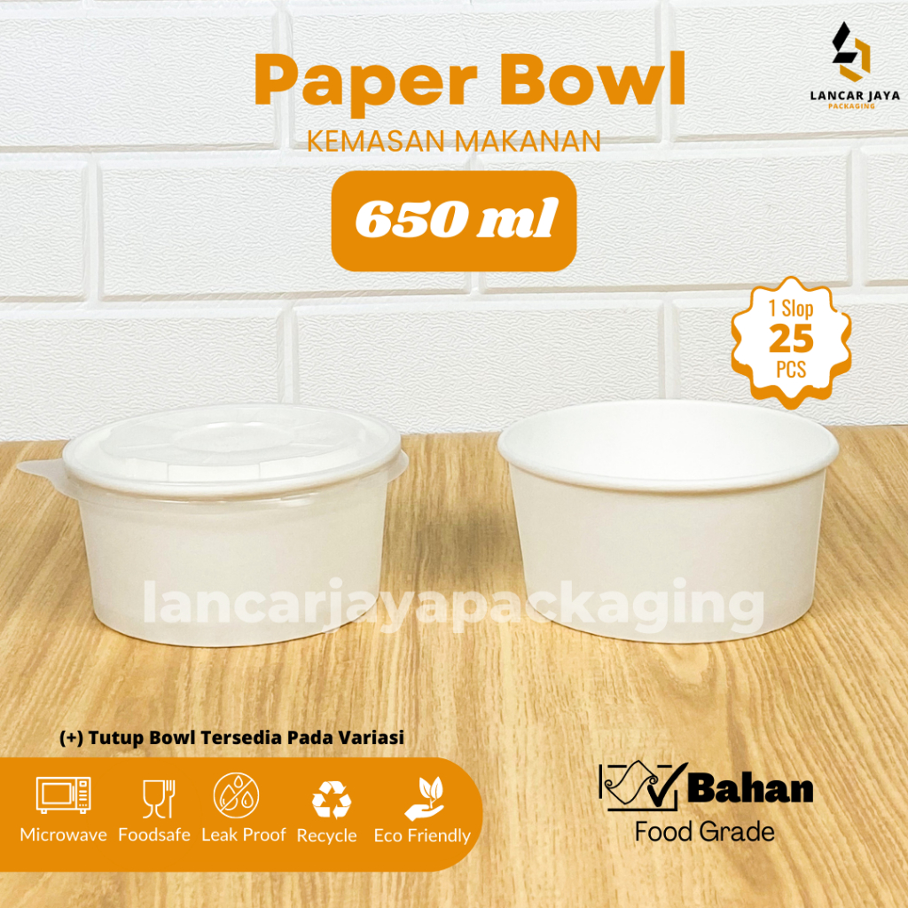 Jual Paper Rice Bowl Mangkok Kertas Nasi Kemasan Makanan Ml Oz