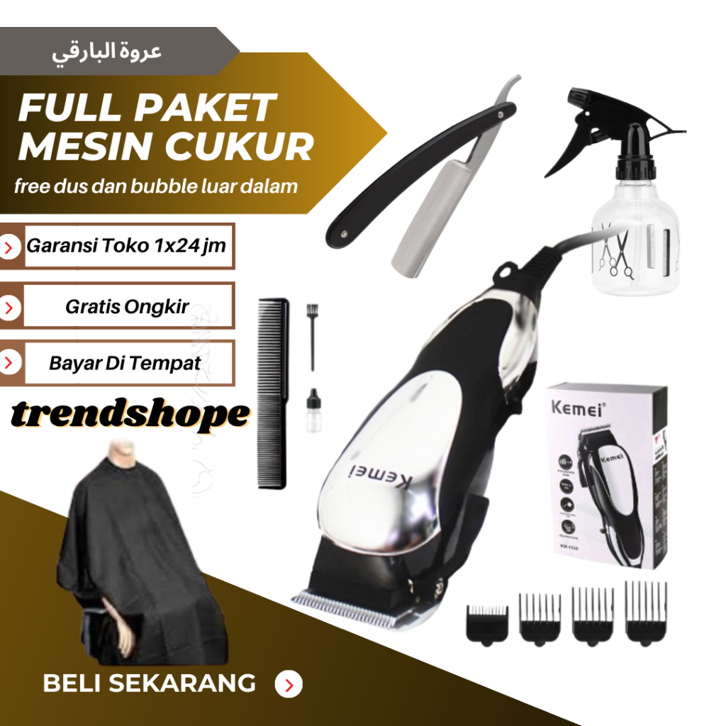 Jual PAKET FULL SET BISA COD ORIGINAL Mesin Cukur Rambut Elektrik Potong Rambut TerBaik Pada