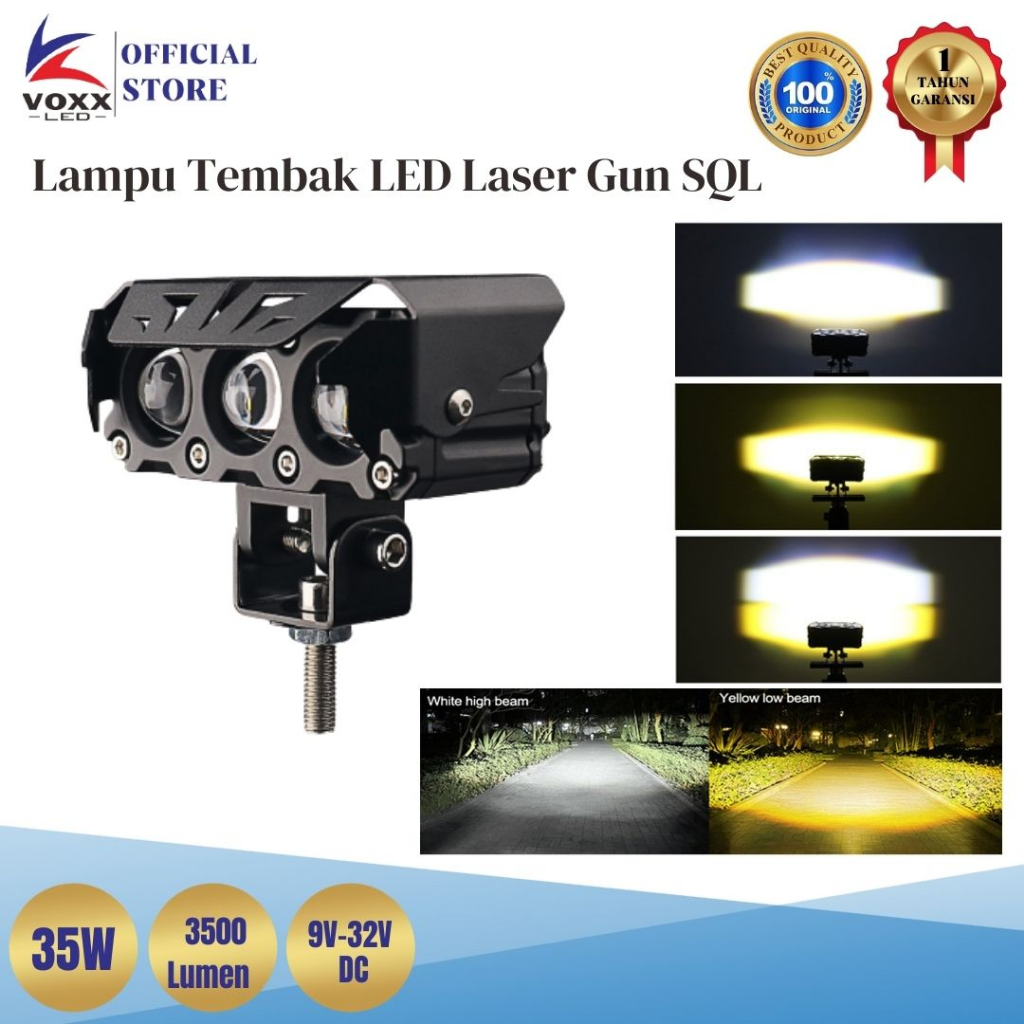 Jual VOXX LED Lampu Tembak Sorot LED Laser Gun SQL 3 Mata 35W Projie Foglamp HiLo Shopee Indonesia