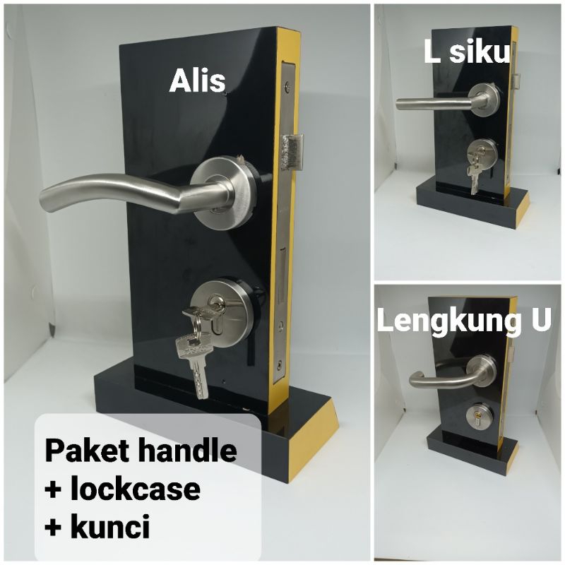 Jual Paket Handle Pintu Kunci Gagang Stainless Model Pisah Pintu Kayu Shopee Indonesia