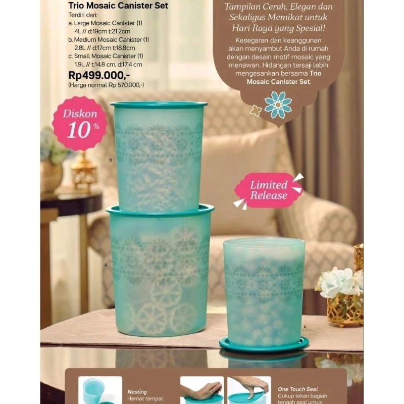 Jual mosaic Canister // Raya mosaic Tupperware | Shopee Indonesia