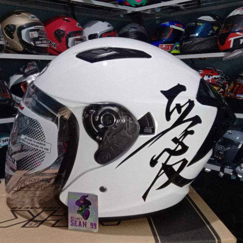 Jual Helm Nhk R Max Kanji All Warna Half Face Double Visor Original Sni Shopee Indonesia