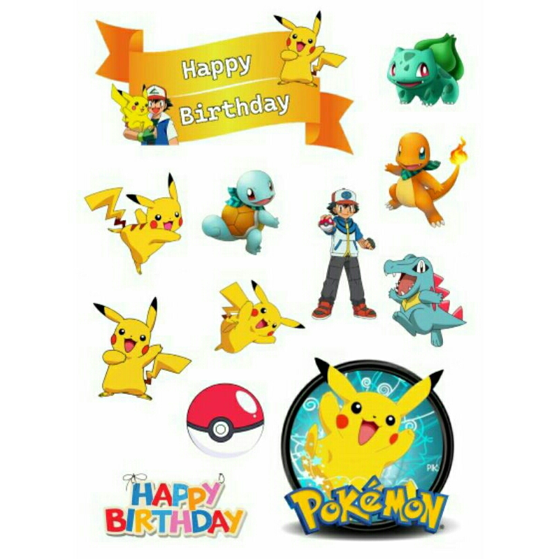 Jual Topper Cake Pokemon Pikachu/Hiasan Kue ULTAH tema POKEMON PIKACHU