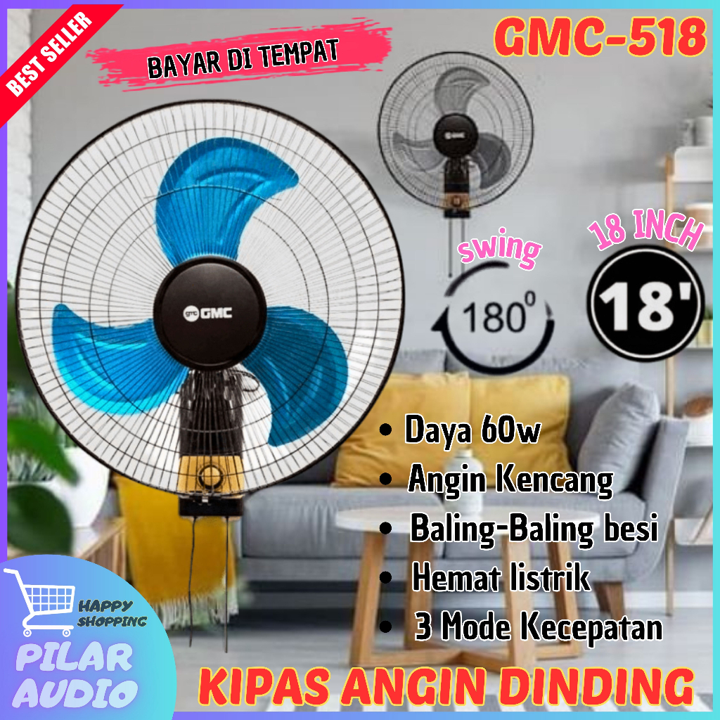 Jual Gmc Kipas Angin Dinding Wall Fan Gmc Jumbo Tornado Besi