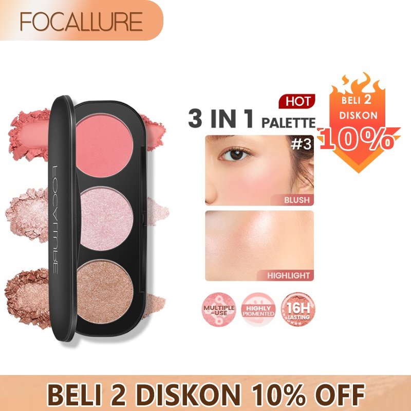 Jual FOCALLURE Trio Blush on dan Blush & Highlighter Palette & Contour