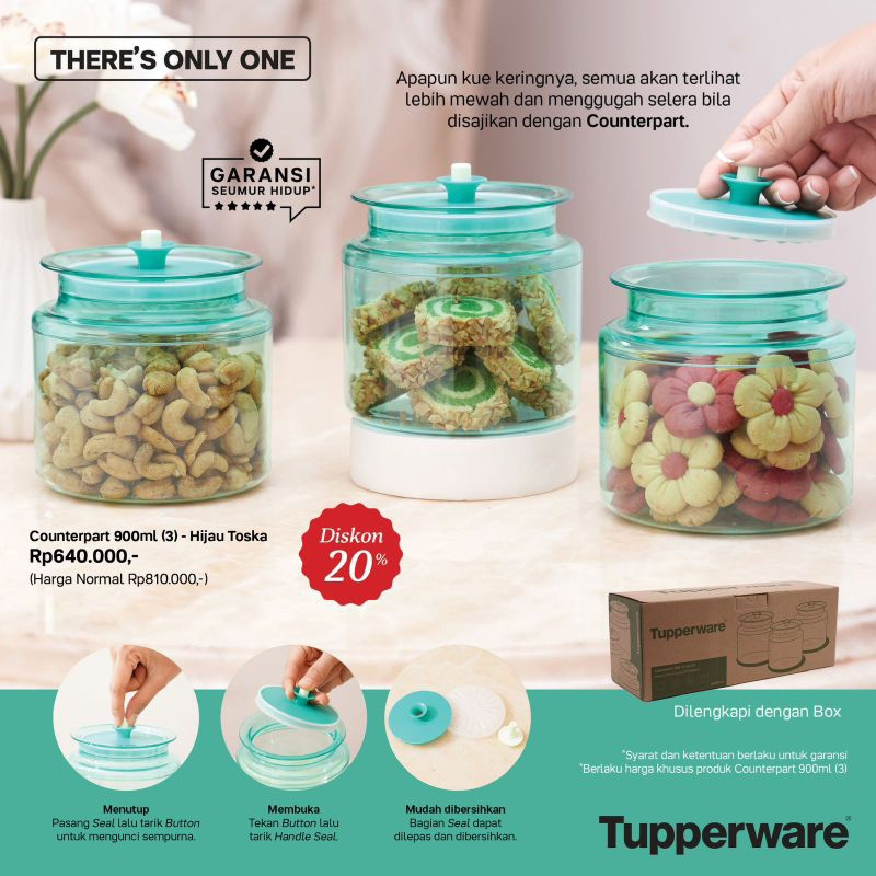 Jual PROMO Tupperware Advanced Counterpart 3pcs // Counterpart 900ml ...