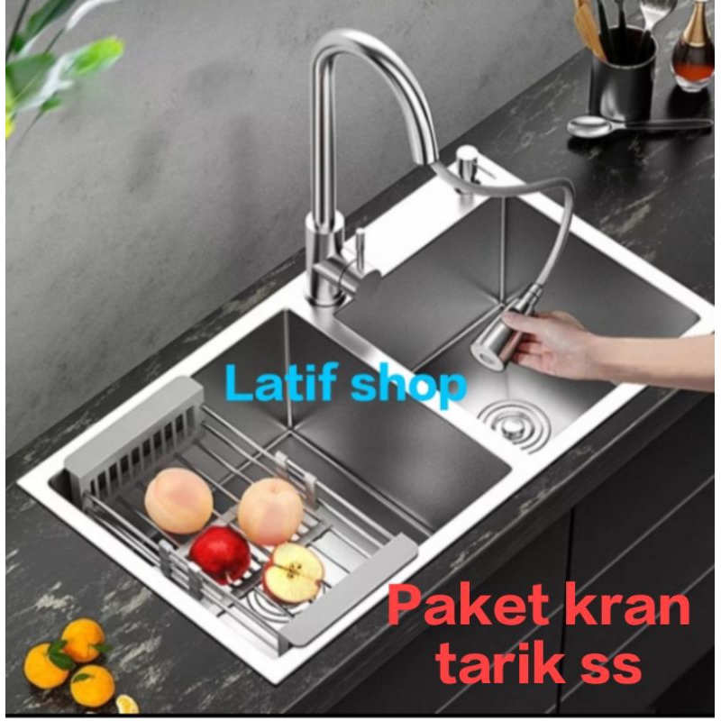 kitchen sink 8245 stainless paket kran tarik stainless bak cuci piring 2 lubang