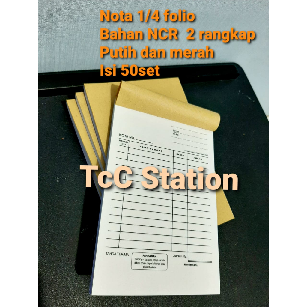 Jual 1 PAK 5 BUKU Nota Kontan 2 ply isi 100 lembar ( 50 sheet ) 1/4 ...