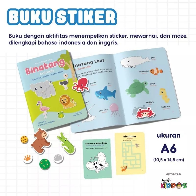 Jual Smiling Kiddos Buku Stiker- buku aktivitas binatang kendaraan ...