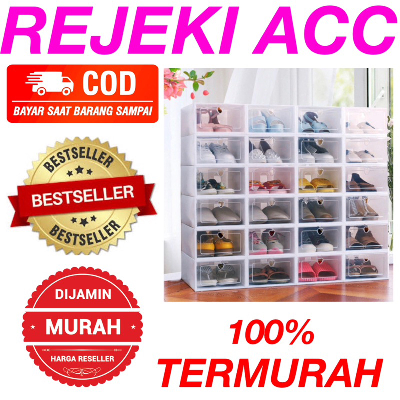 Jual Kotak Sepatu Transparan Plastik Tebal Serbaguna Shoes Box Tempat