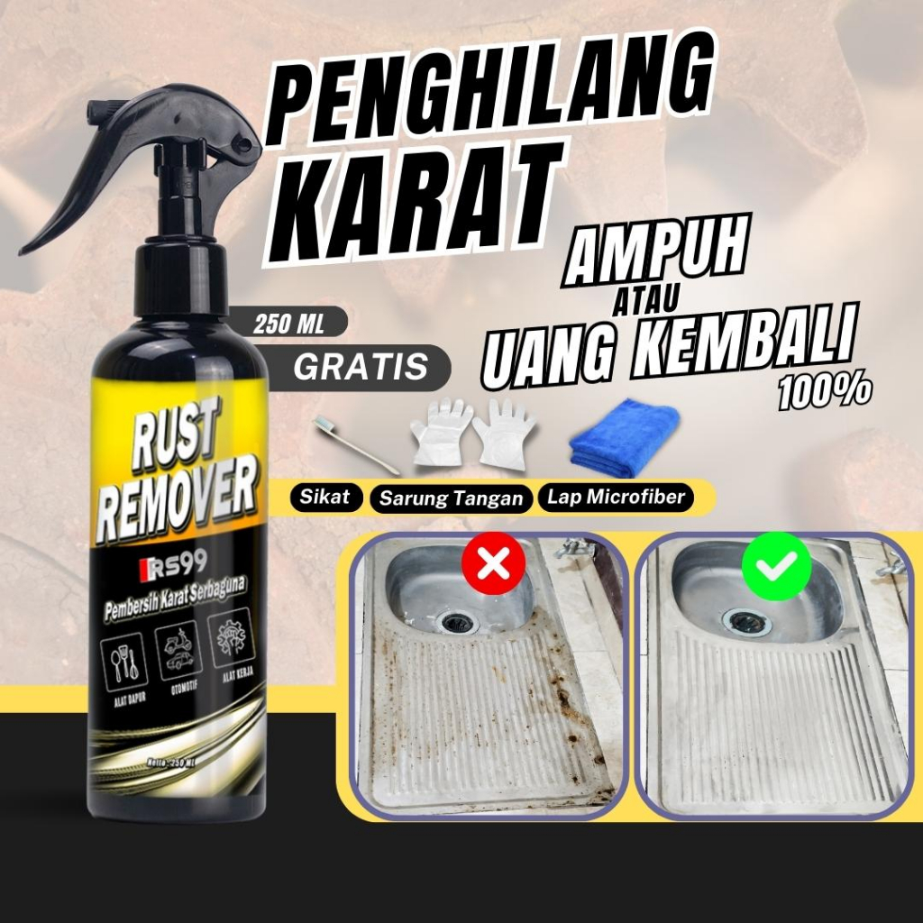 Jual Penghilang Karat Stainless Steel Besi Pembersih Karatan Super Ampuh Rust Remover Shopee 6783