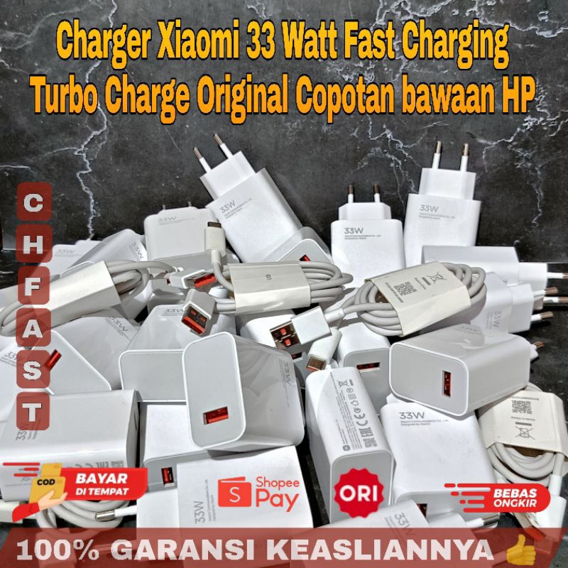 Jual Charger Xiaomi 33watt Fast Charging Turbo Satu Sett Original 100