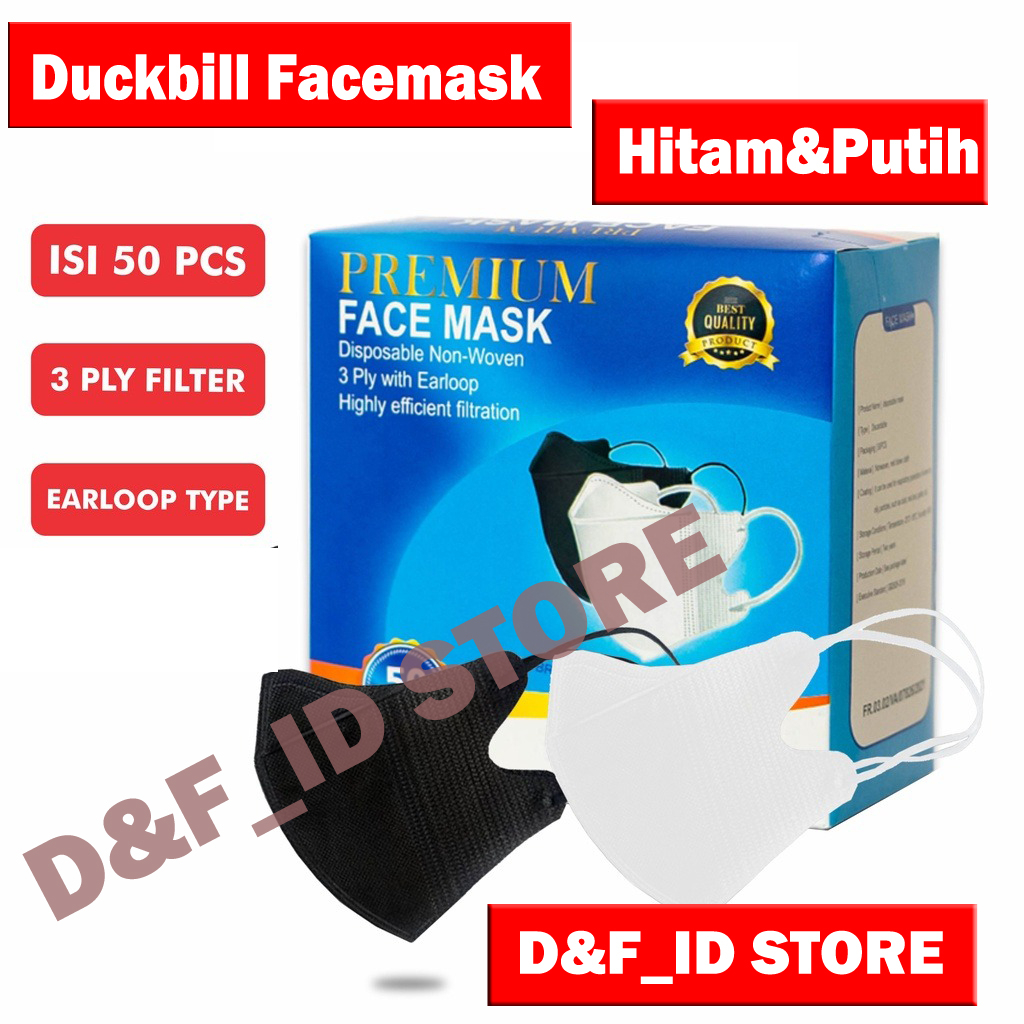 Jual Masker Duckbill Garis Facemask Face Mask Warna Hitam Putih 3 Ply ...