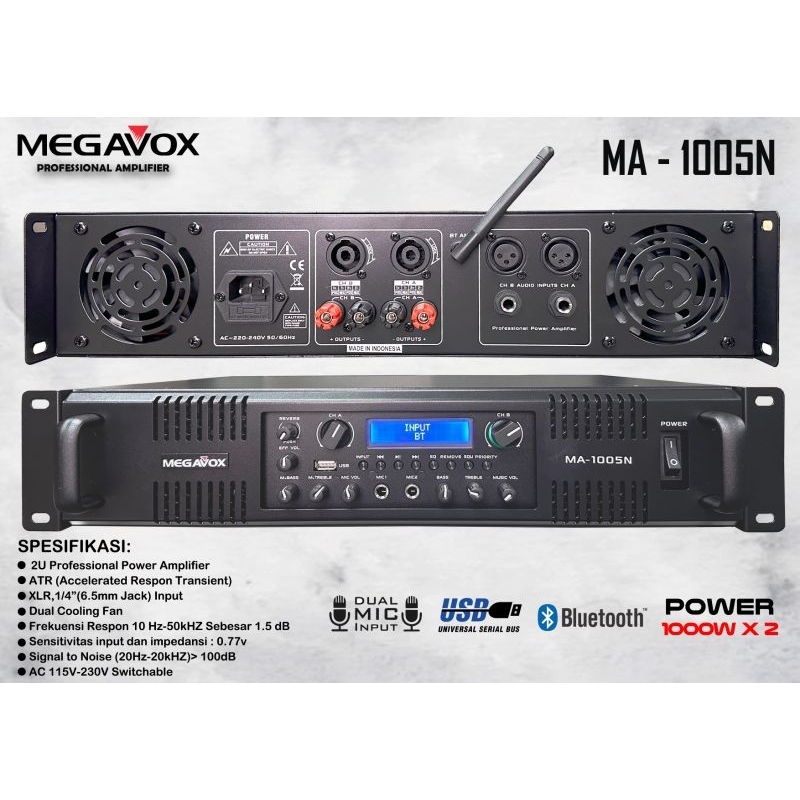 Jual Professional Power Amplifier Megavox MV MA 1005N 2000 Watt USB