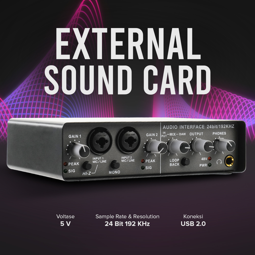 Jual External Sound Card Audio Interface Preamp High Speed USB 2.0 - Q ...