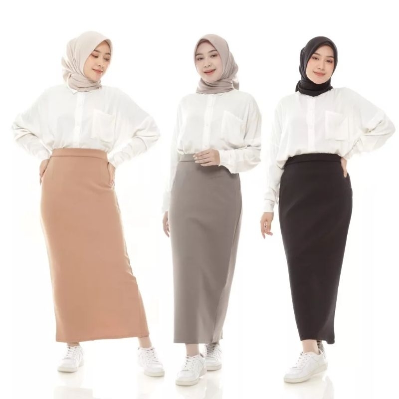 Jual Rok Span RUBY - Bawahan Kerja Scuba - Rok Span Slit | Shopee Indonesia
