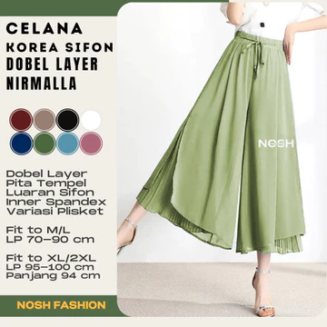 Celana Panjang Sifon Gaya Korea Nirmalla Stice Pants Celana Kulot Dobel Layer Nirmalla MKD SHop