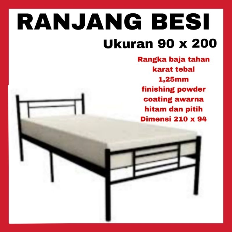 Jual Ranjang Besi Singgle Tempat Tidur Besi Tebal Kuat | Shopee Indonesia