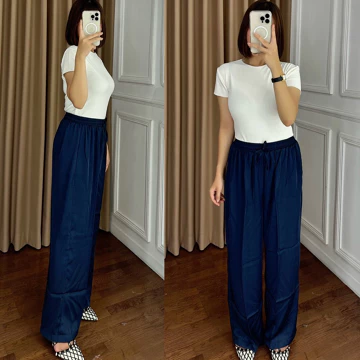 Celana Kulot Satin Premium Pakaian Wanita Celana Panjang Cullote Pants Sateen Silk Lembut Adem
