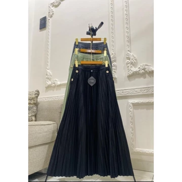 Rok Plisket Wanita RANIA Kantong Kancing Premium Allsize Fit L–XXL Rok Panjang A Line Adem