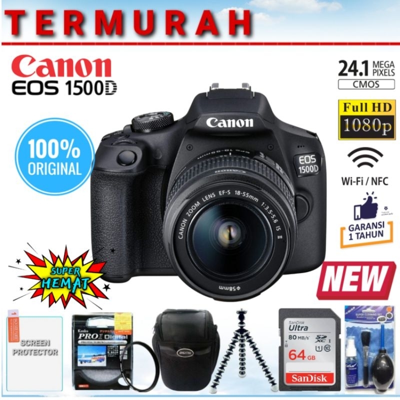 Jual KAMERA DSLR CANON EOS 2000D LENSA 18-55MM (PRODUK 100