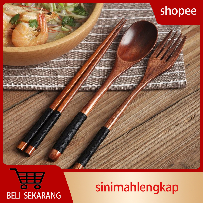 Jual 4 In 1 Set Sendok Garpu Sumpit Kayu Set Alat Makan Sujeo Jepang