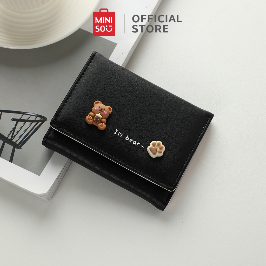 Jual MINISO Dompet Wanita Dompet Bulanan Simple Bear Cute Trifold