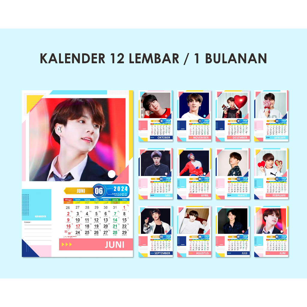 Jual TERMURAH !! KALENDER 2024 | KALENDER DINDING 12 LEMBAR | 1 BULANAN ...