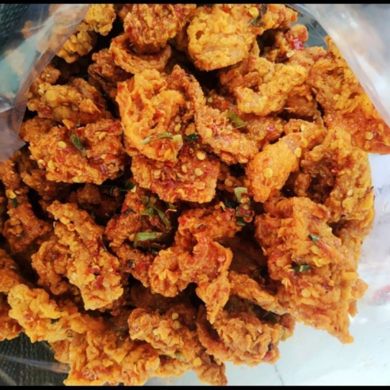 Jual Kulit Ayam Crispy Pedas Daun Jeruk 1kg Shopee Indonesia