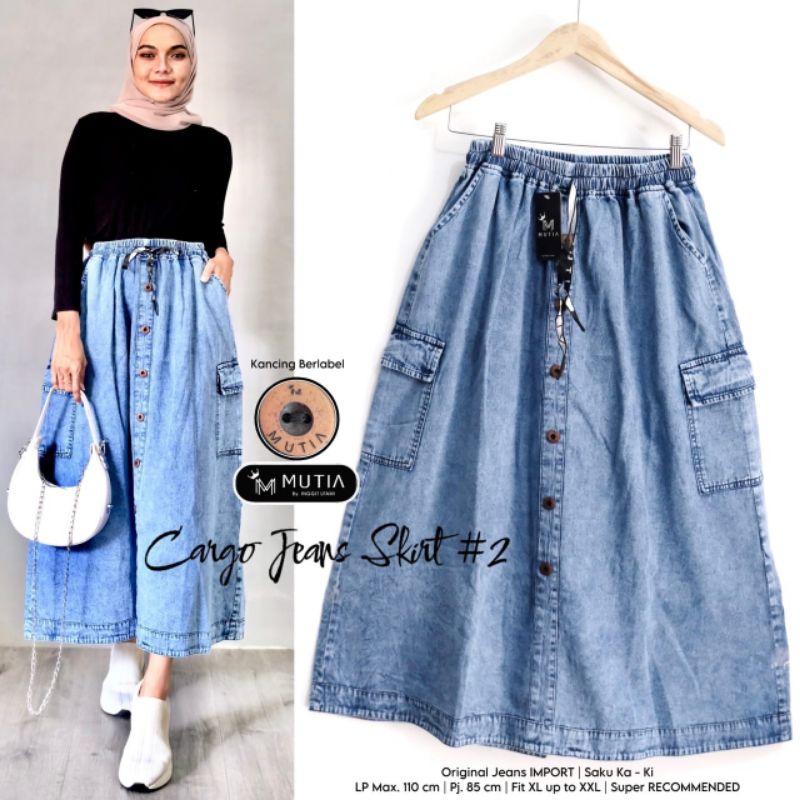 Jual CARGO JEANS SKIRT #2 BY MUTIA / COD Rok jeans cargo / rok outfit ...