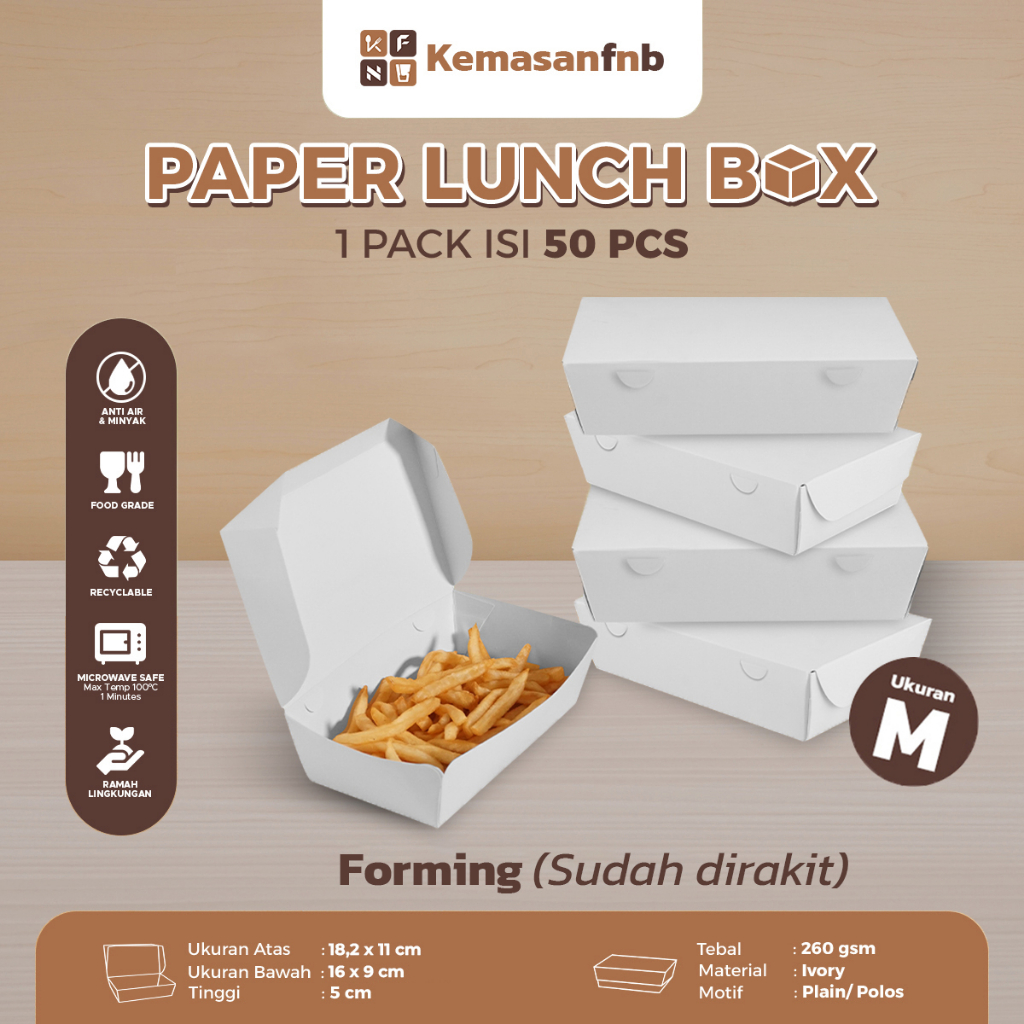 Jual Paper Lunch Box Forming Pack Isi Pcs Polosivory Gr Laminasi Pe Ukuran M Shopee