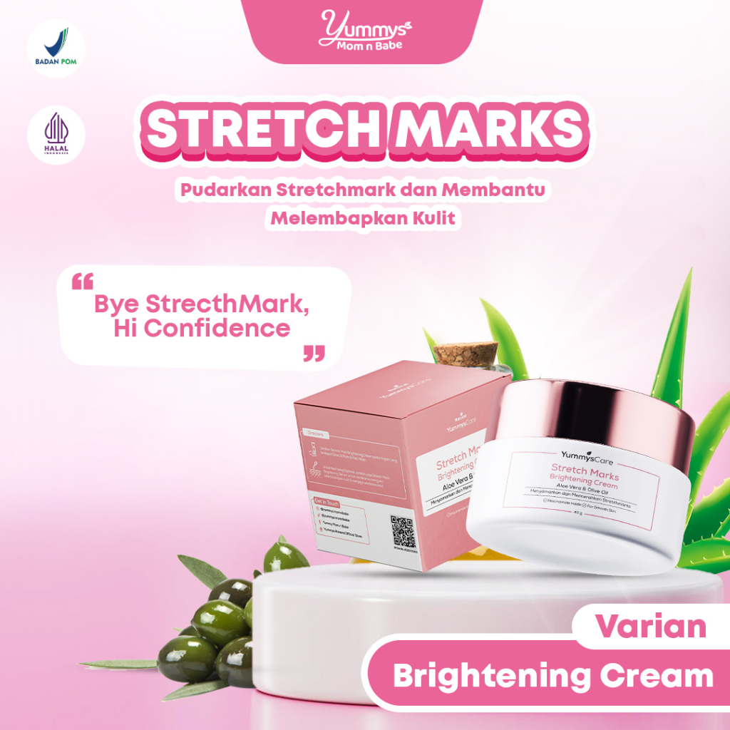 Jual YummysCare Stretch Marks Brightening Cream Krim Untuk Membantu Menyamarkan dan