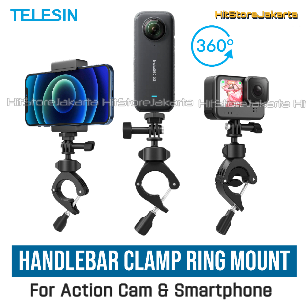 Jual TELESIN Handlebar Clamp Ring Mount For GoPro Insta360 Osmo