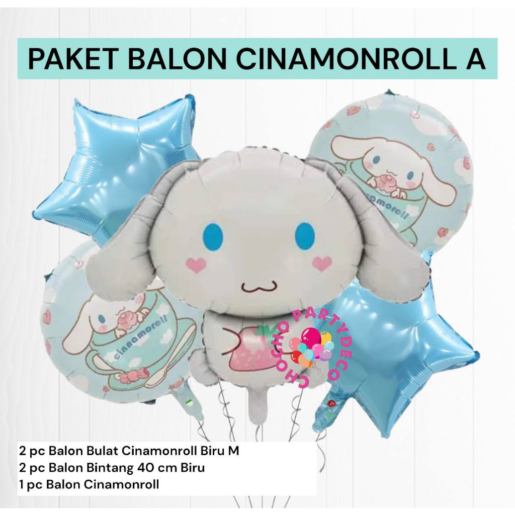 Jual Paket Balon CINNAMOROLL SANRIO / Dekorasi Ulang Tahun Sanrio