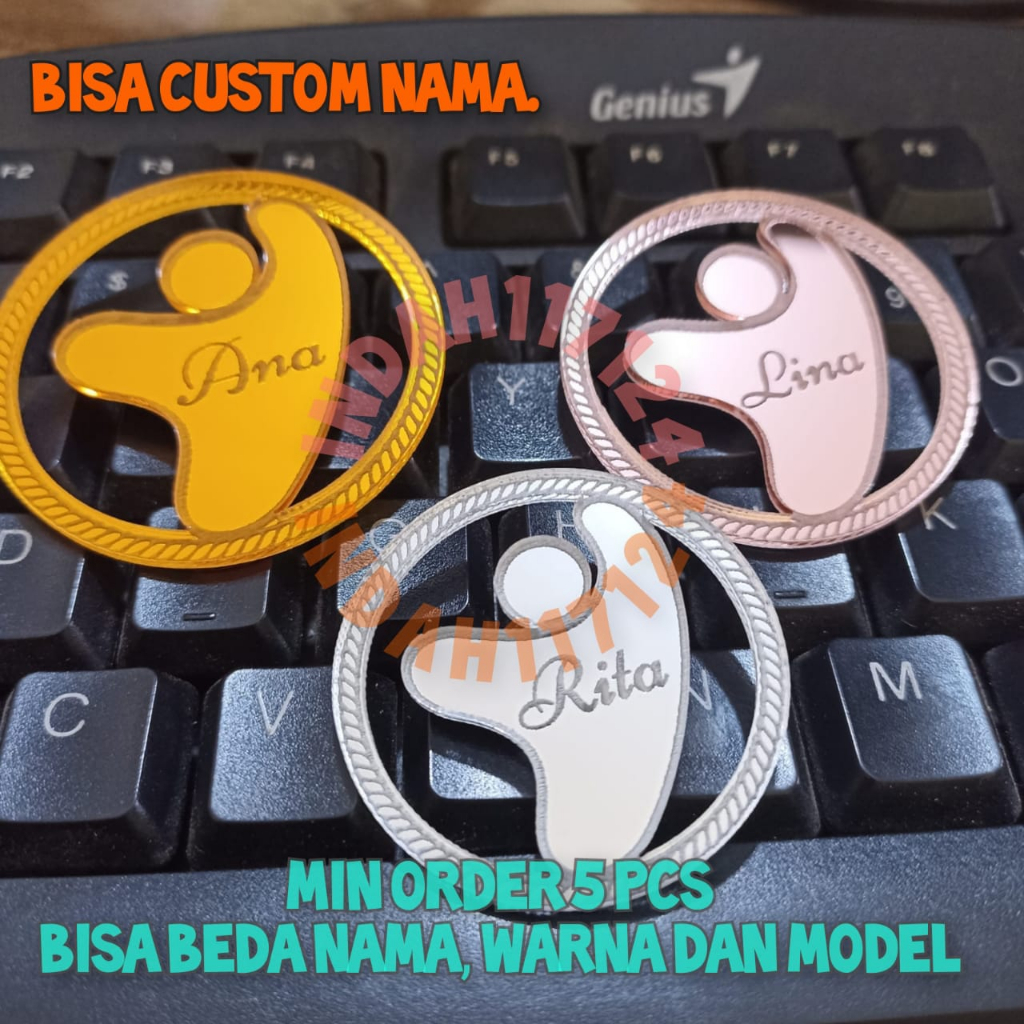 Jual (T)BROSS NAMA AKRILIK / BISA CUSTOM/PIN HIJAB MURAH | Shopee Indonesia